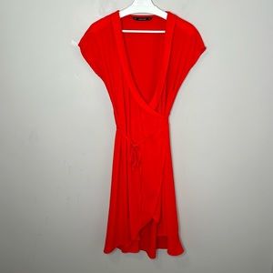 Zara Basic Poppy Red Wrap Dress